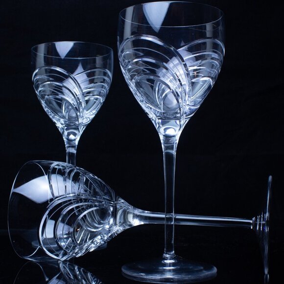 Rogaska Maestro Crystal Water Goblets With Elegant Etched Design - Set Of 3 - Picture 6 of 9